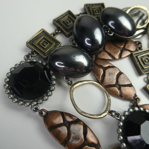 Erica Lyons Chunky Beaded Necklace Plus Size Friendly Super Long Grey Black 38" - Picture 5 of 7